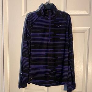 Nike Element Black and Purple Striped Top